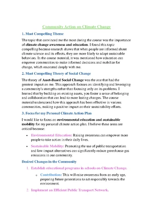 Personal Climate Action Plan: Implementation Steps and Community Assets ...