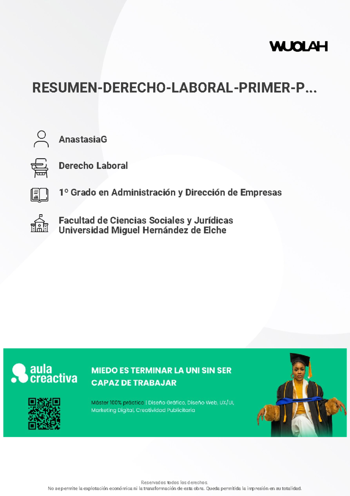 Resumen Derecho Laboral 1º Grado - Primer Parcial - Studocu