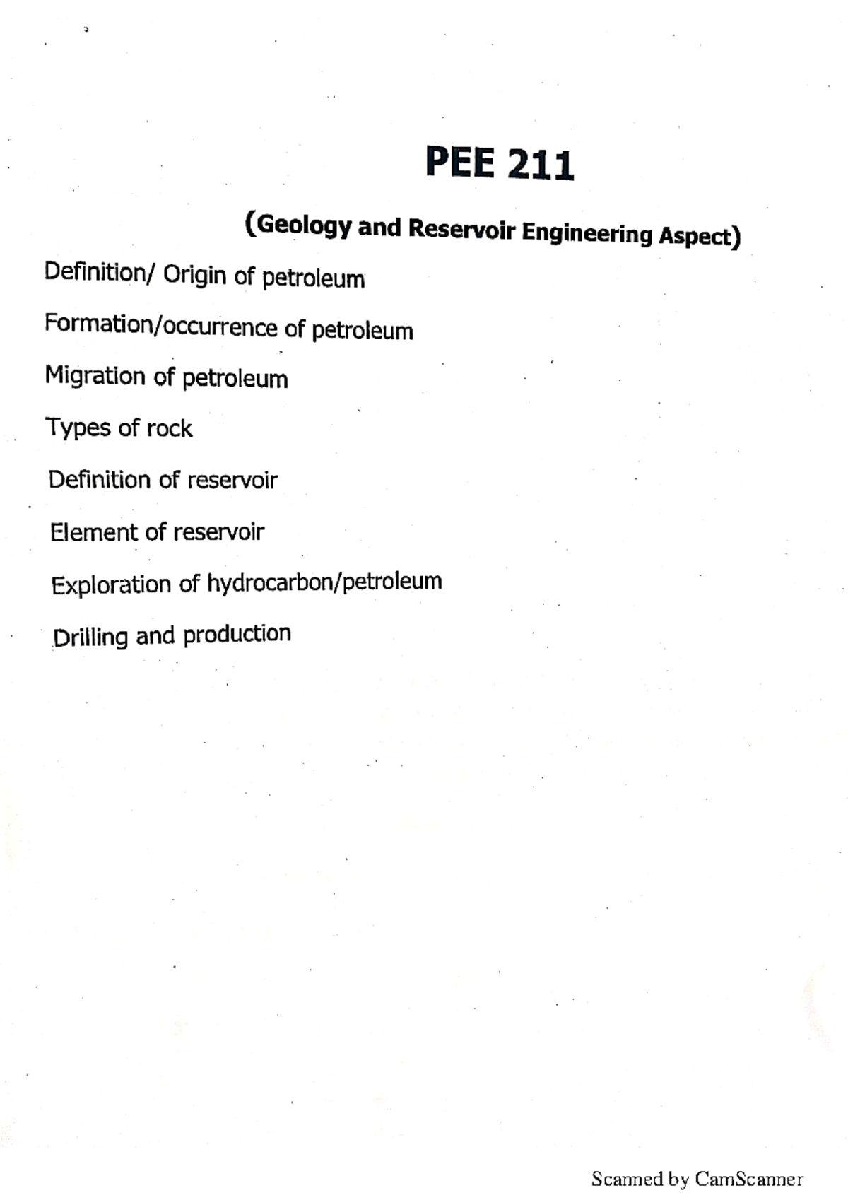 PEE 211 (Geology and Reservoir Aspect) - PEE 211 (Geology and Reservoir ...
