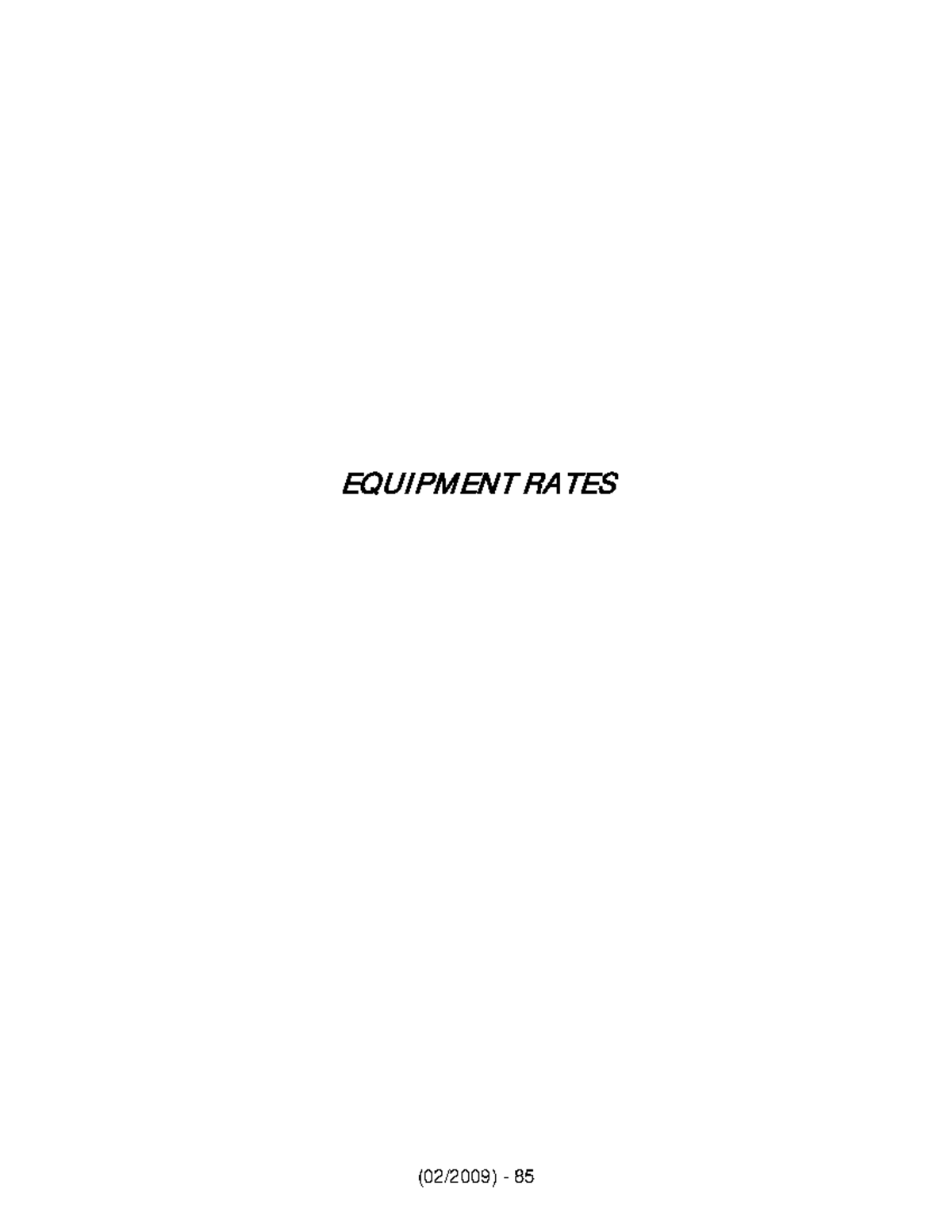 EQUI PM ENT RATES 85: Comprehensive Equipment Rates Overview - Studocu