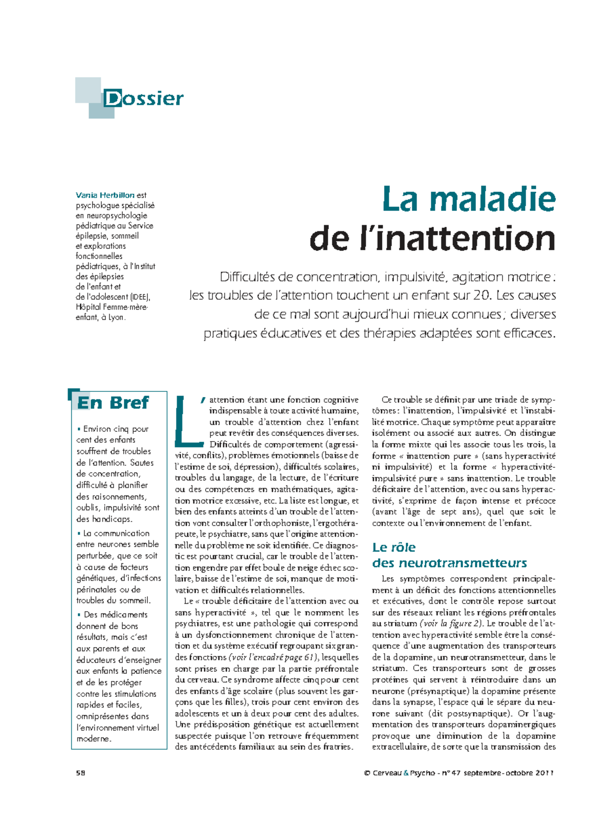A9 Étude sur les Troubles de l'Attention chez l'Enfant - Studocu