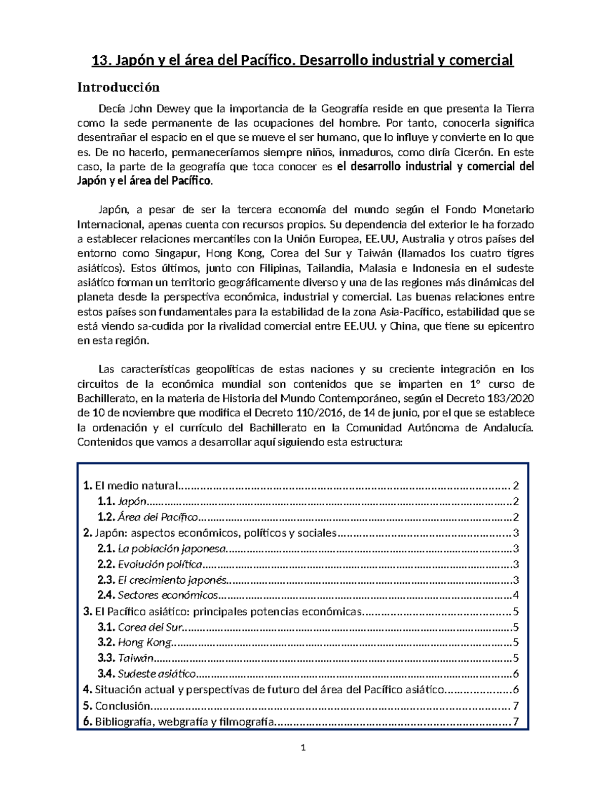 13. Japón y el Área del Pacífico: Desarrollo Industrial y Comercial - Document Preview