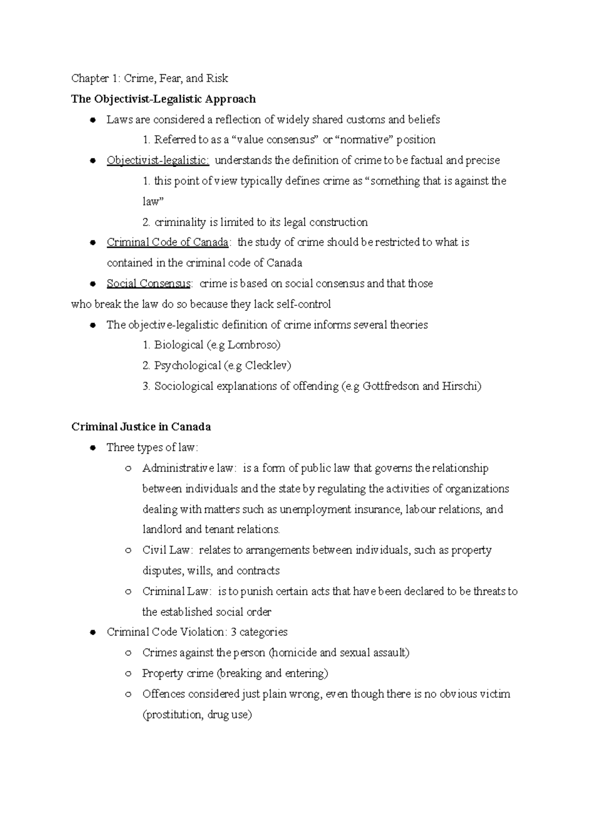 Stu Docu Sociology Midterm - Chapter 1: Crime, Fear, and Risk The ...