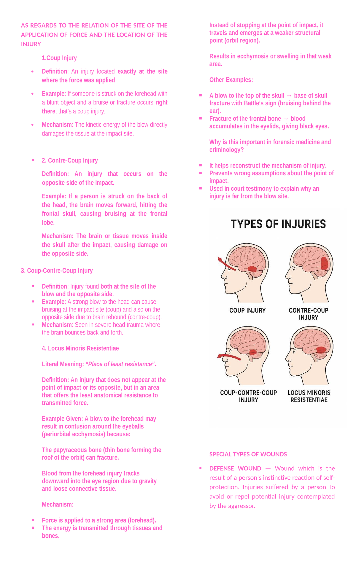 CDI 2 MTN - Notes on Forensic Injuries and Legal Medicine - Studocu