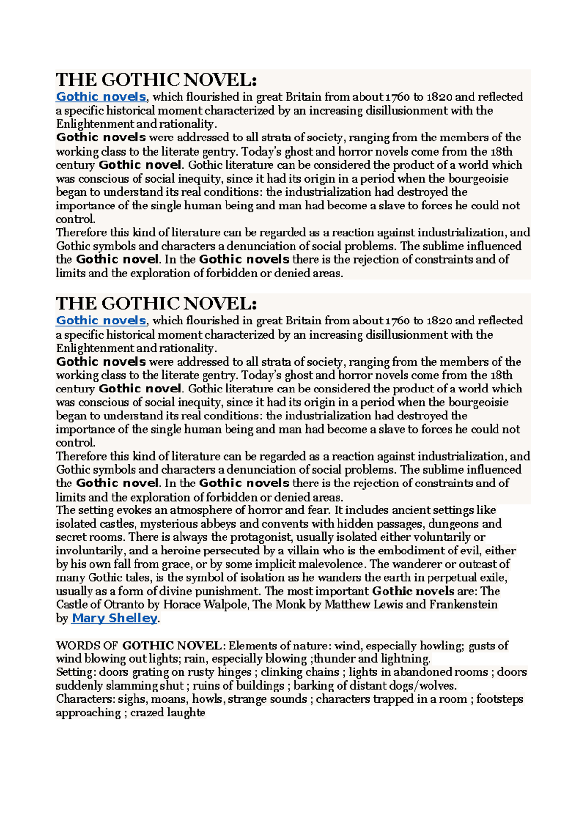 Gothic Novel Insights: Themes, Characters, and Settings - Studocu