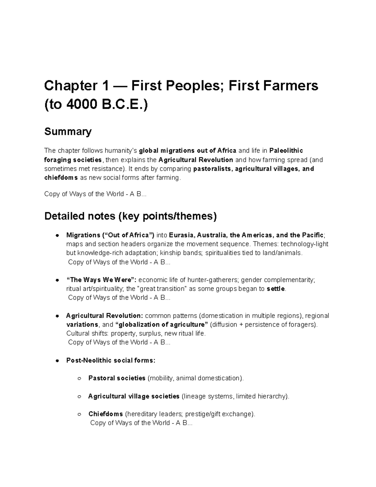 WHAP Study Guide: Key Themes & Comparisons from Ch. 1-6 - Studocu
