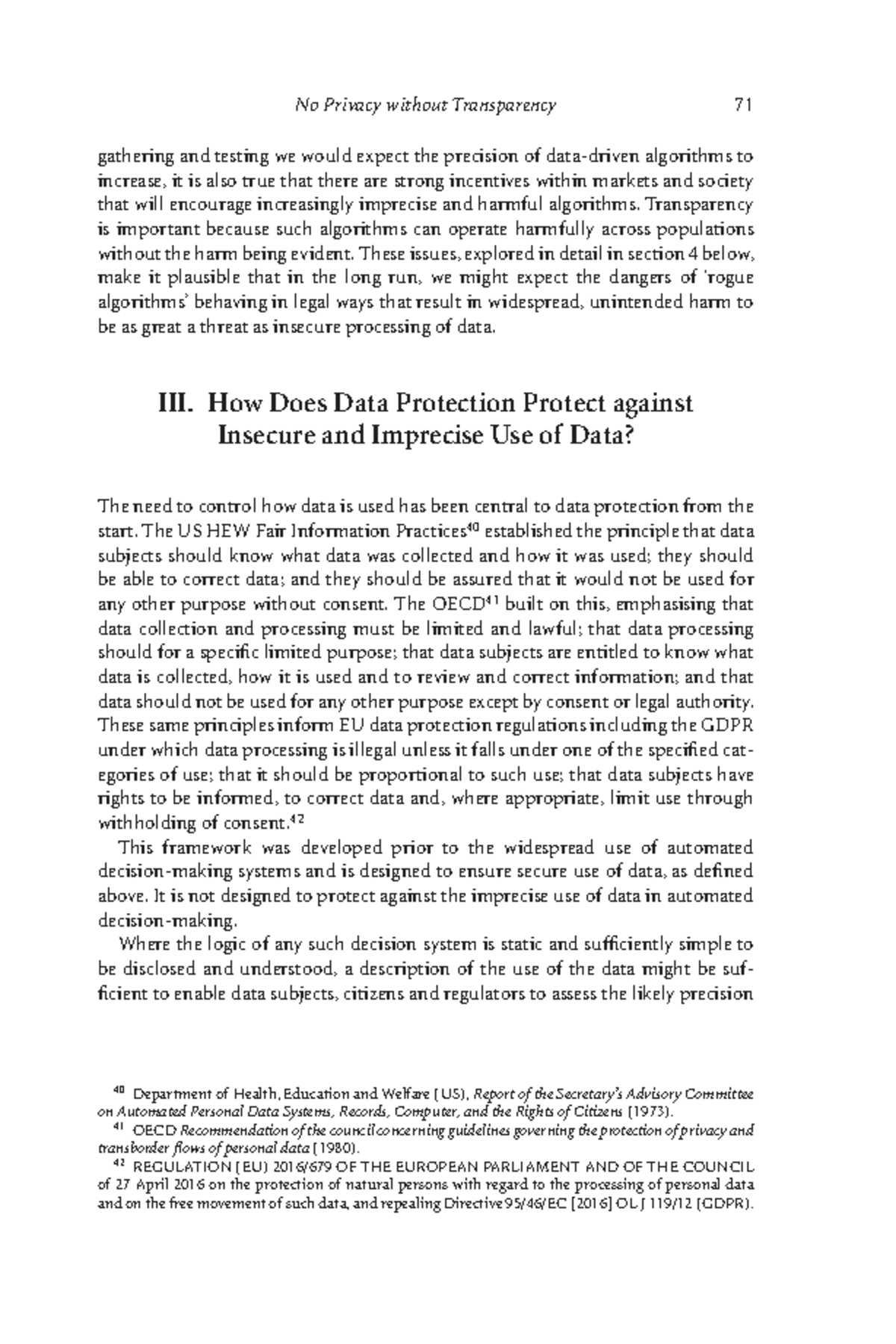 Data Protection and Privacy: Transparency and Algorithmic Risks (DP-90 ...