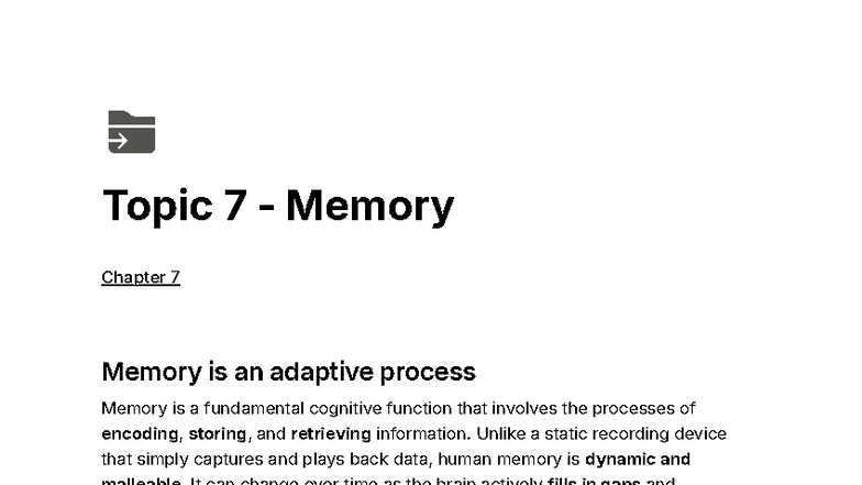 Comprehensive Guide to Memory Processes (PSY 101) - Studocu