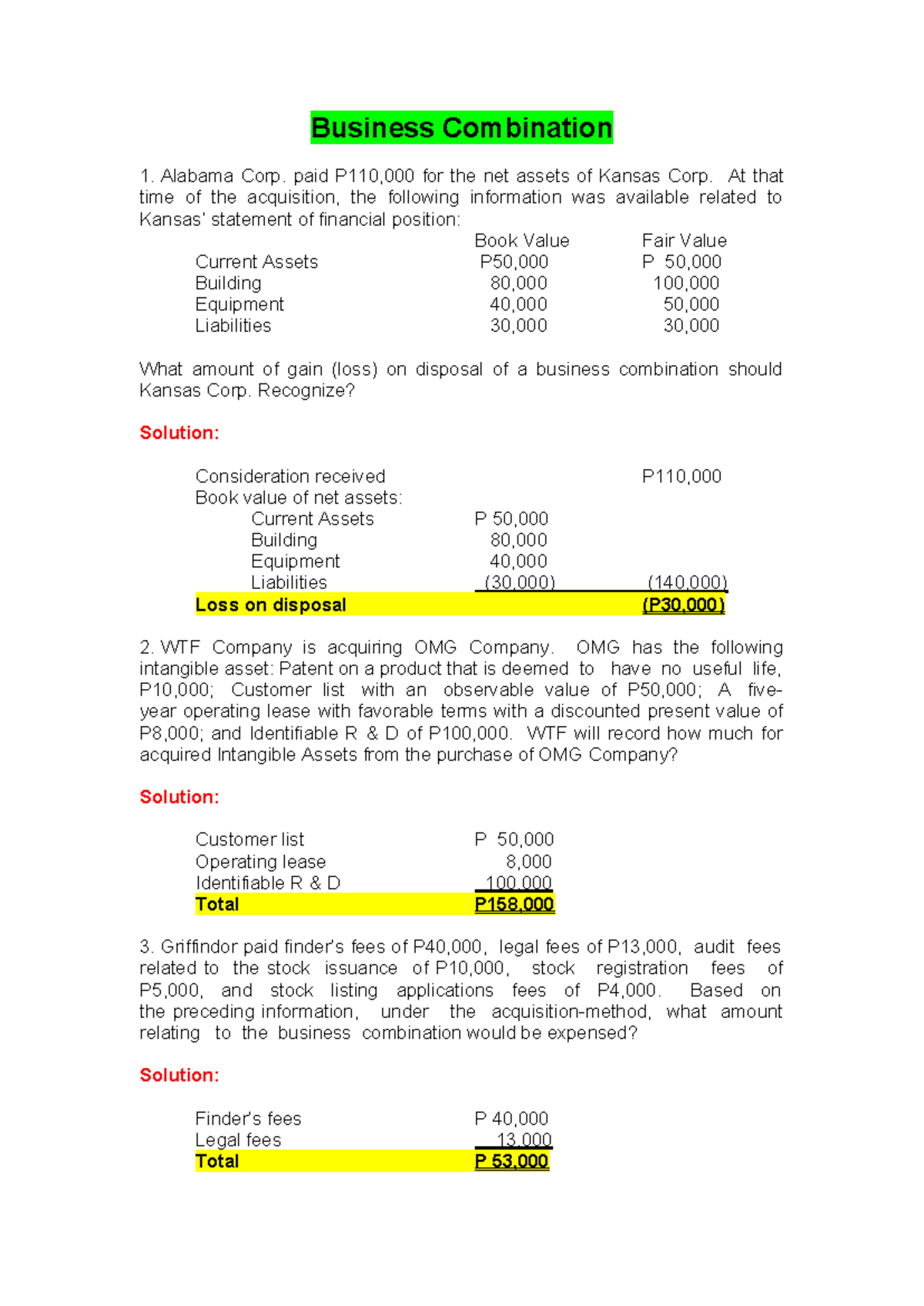 Business Combination Analysis and Derivatives Summary (Combi) - Studocu