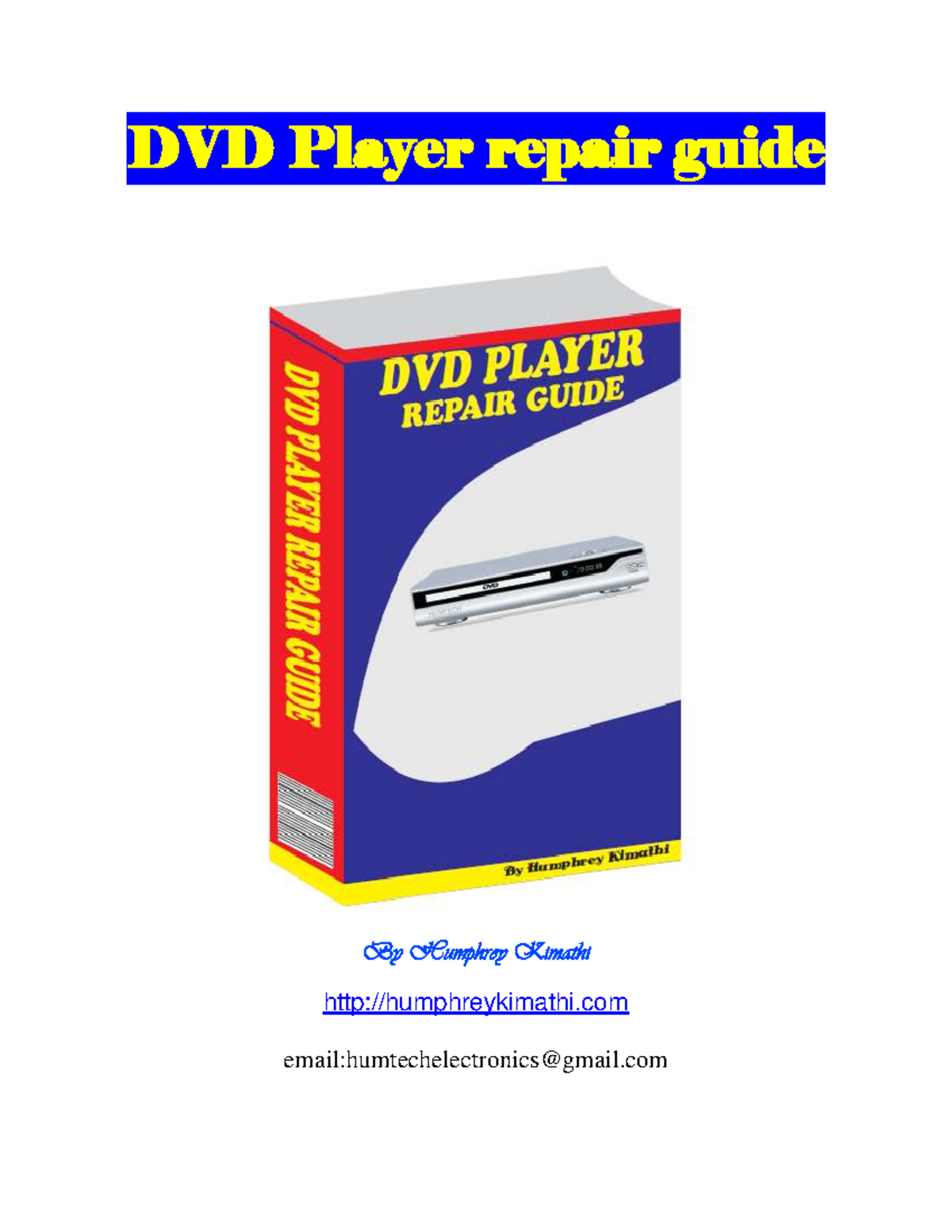 DVD Player Repair Guide: Troubleshooting & Safety Tips - Studocu