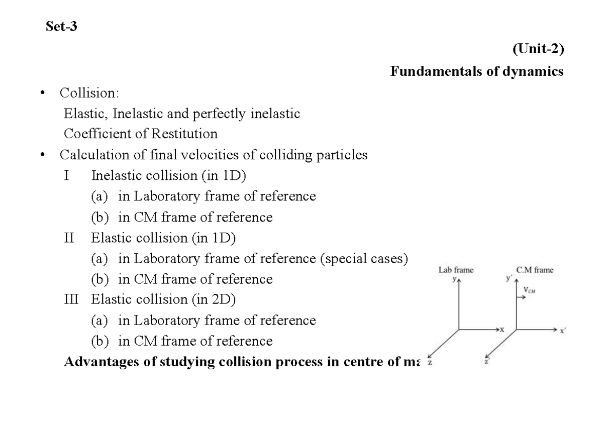 U2-(iii) Final Exam Notes on Collision: Elastic & Inelastic Dynamics ...