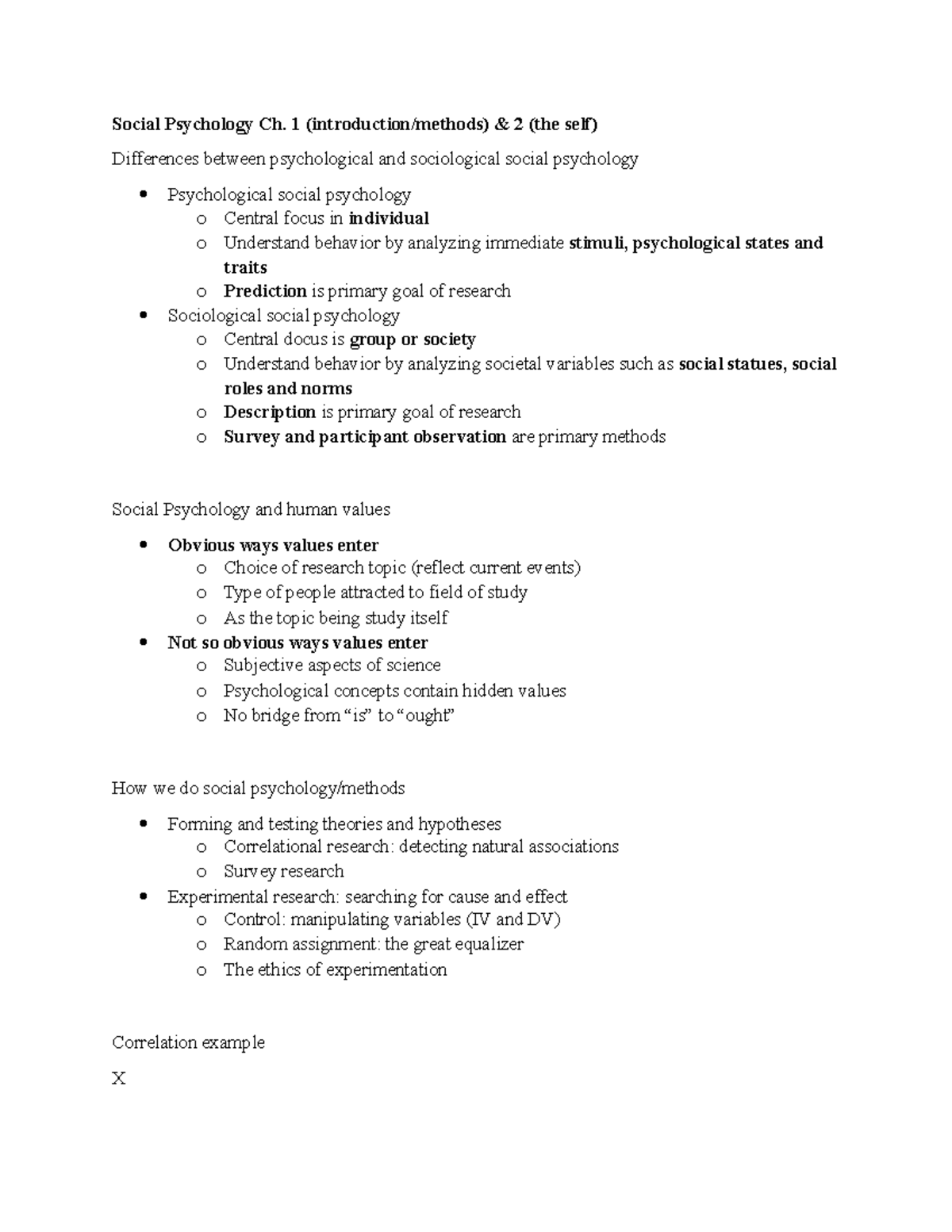 PSY 371 Social Psychology Chapter 1-2: The Self and Social Influence ...