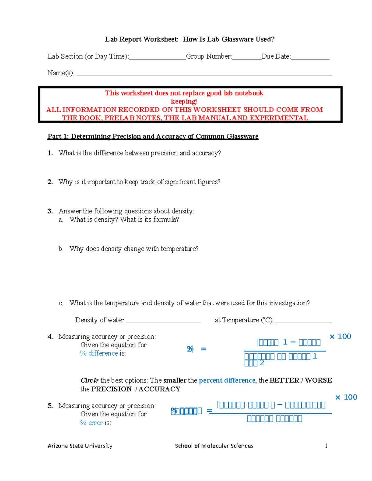 CHM 113 Lab 2 Worksheet Updated for Fall 2021 - Arizona State ...