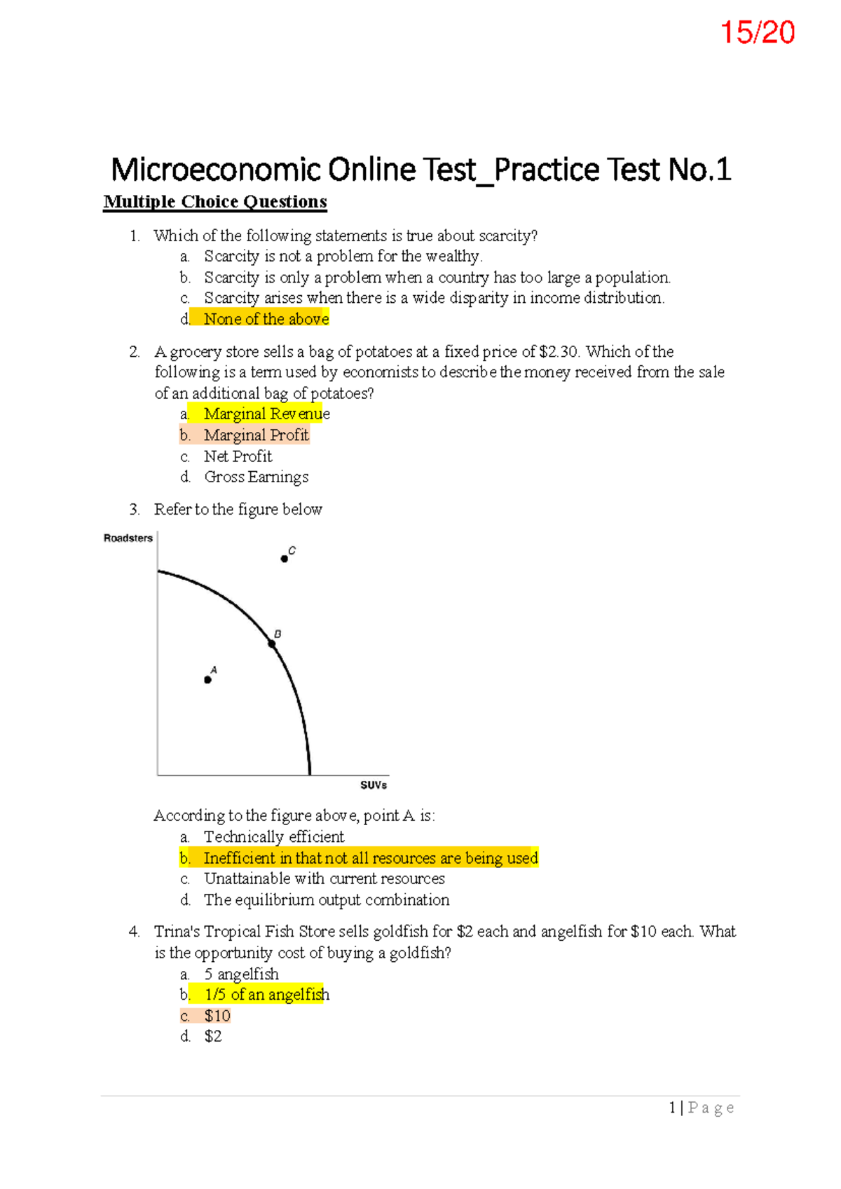 Micro Online Practice Test No. 1: Multiple Choice Questions & Answers ...