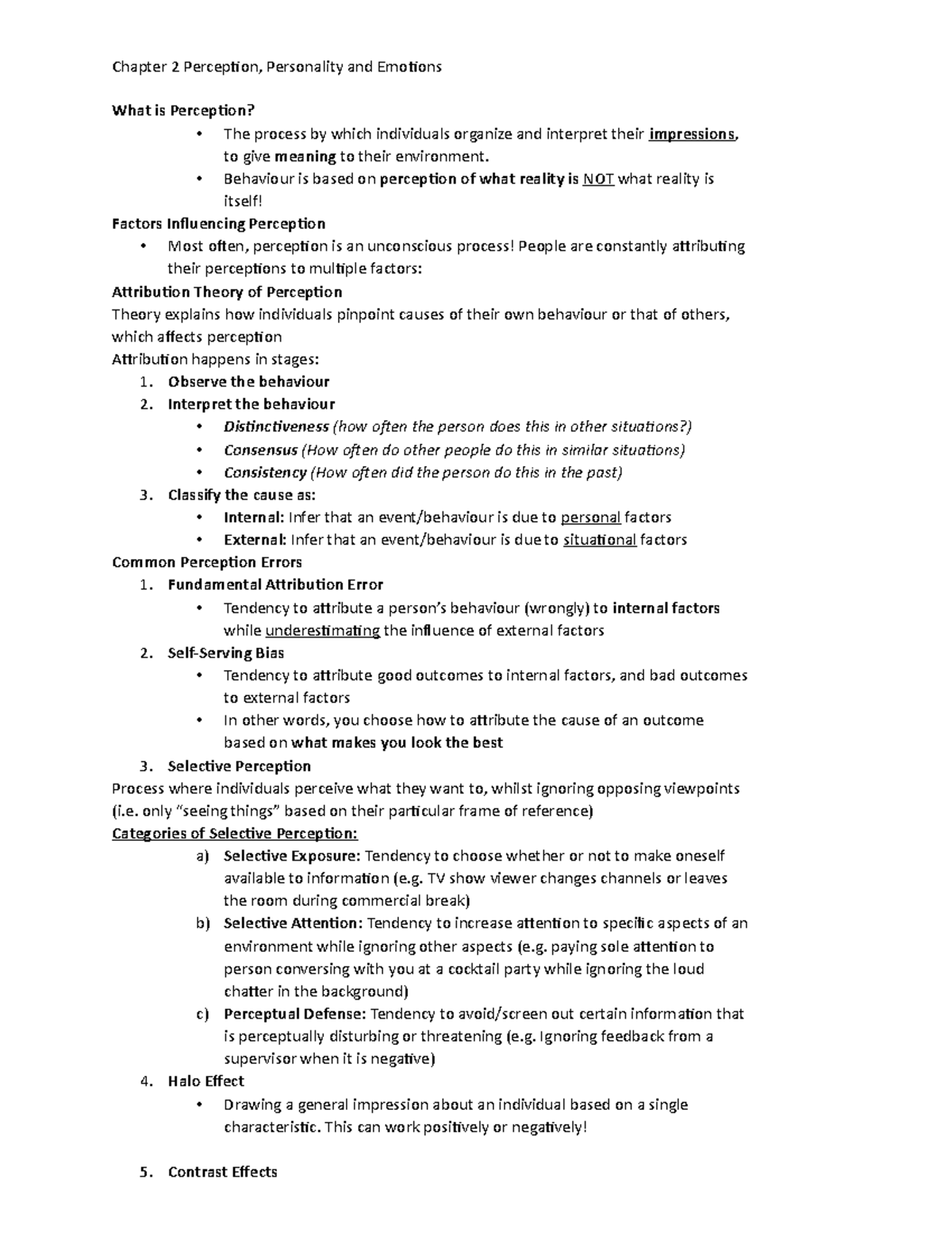 Chapter 2 Perception, Personality and Emotion - What is Perception ...