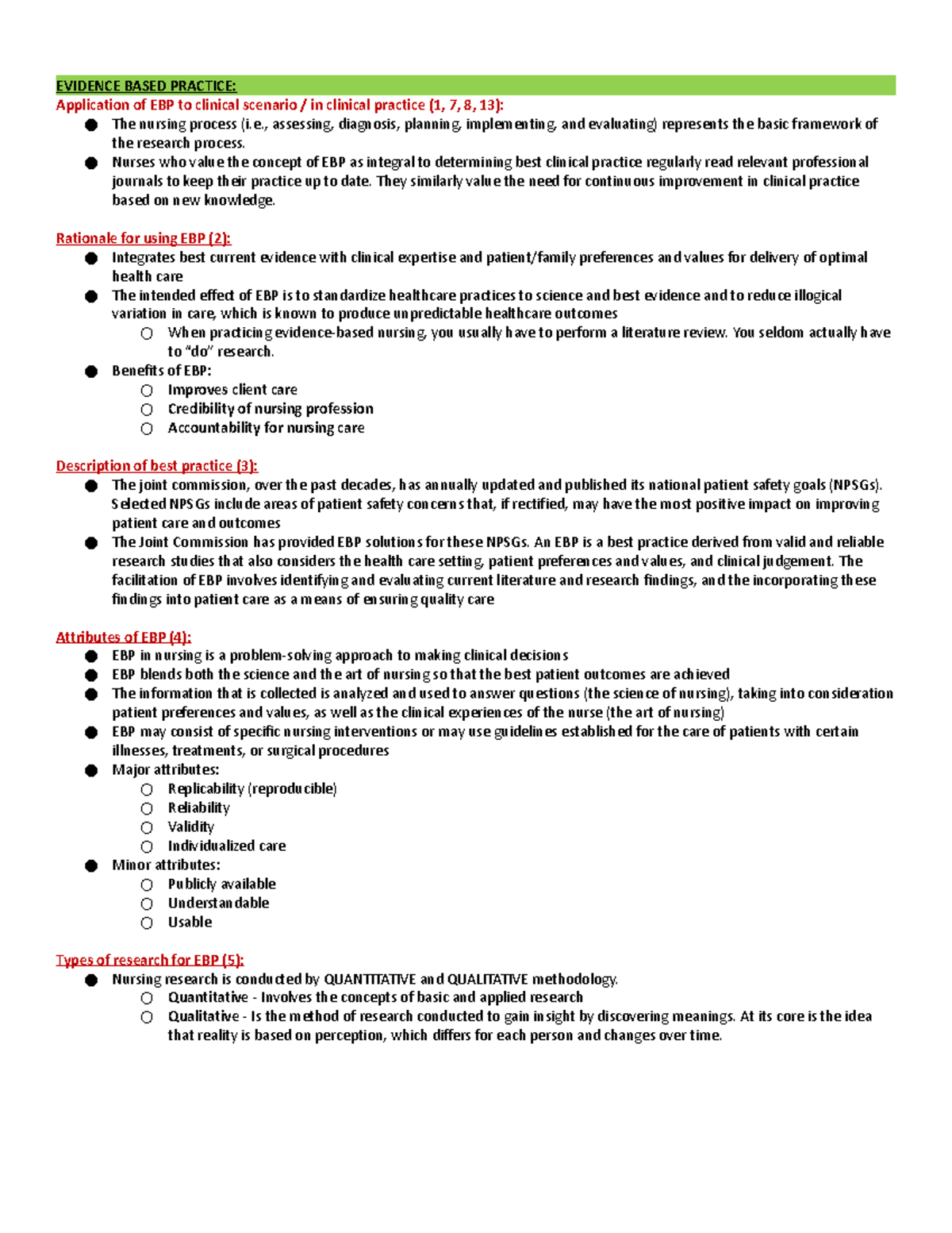 1126 Exam 2 Study Guide: Evidence-Based Practice & Conflict Resolution ...