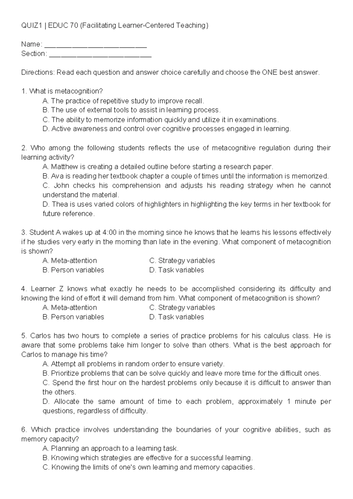 EDUC 70 - Maslow's Hierarchy of Needs: Implications for Teaching - Studocu