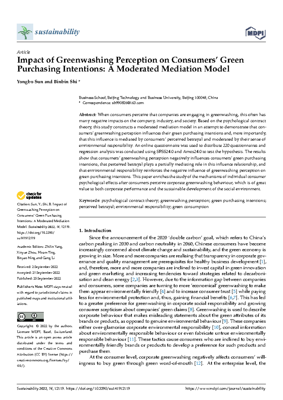 Impact of Greenwashing Perception on Green Purchasing Intentions: A ...