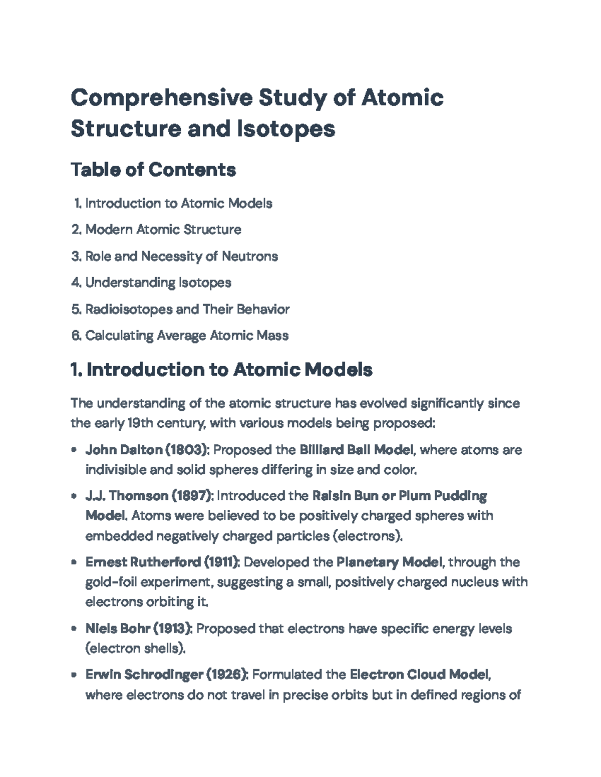 Comprehensive Understanding of Atomic Structure and Isotopes ...