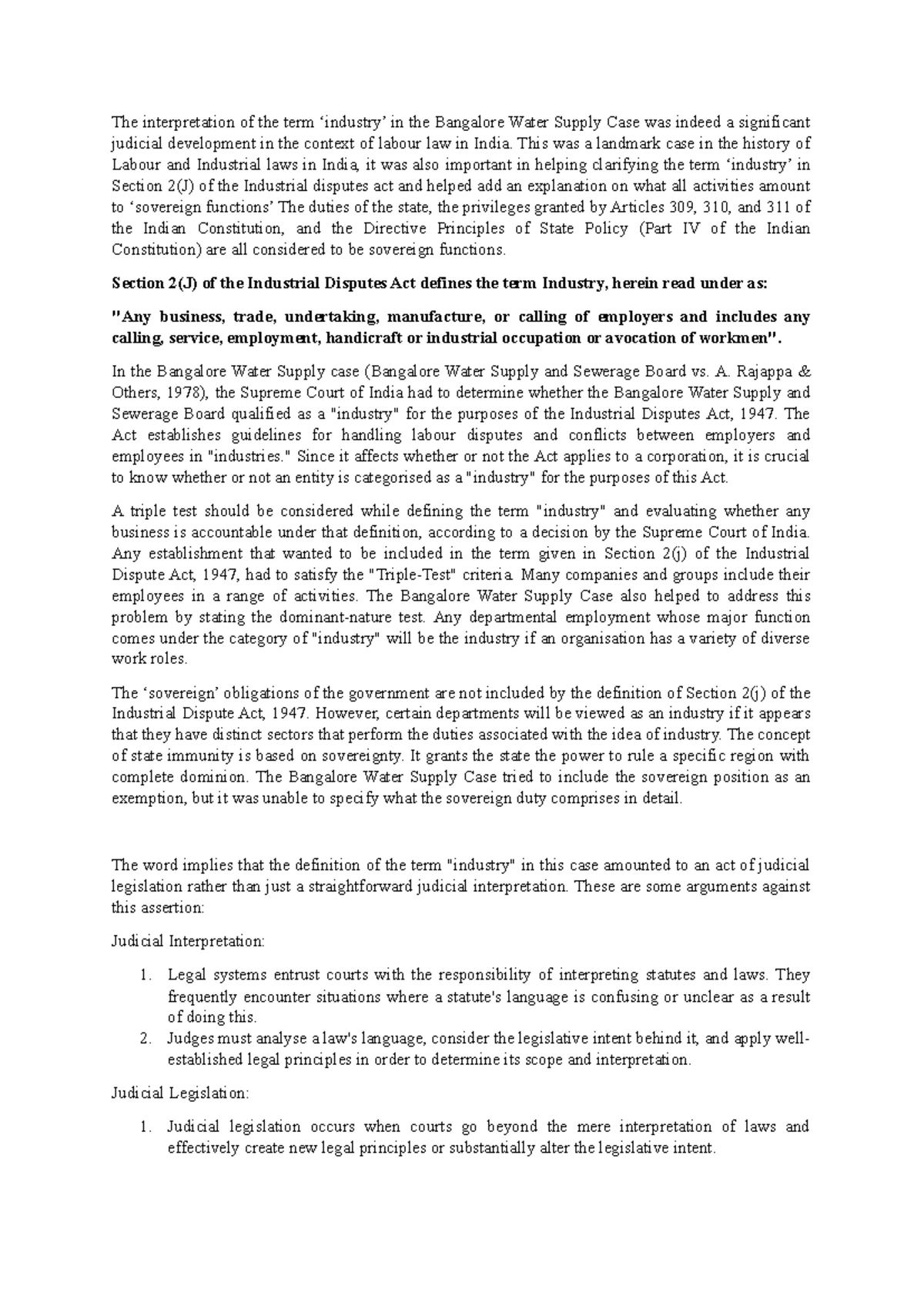 Labour Law II - Comprehensive Summary of Key Acts and Concepts - Studocu