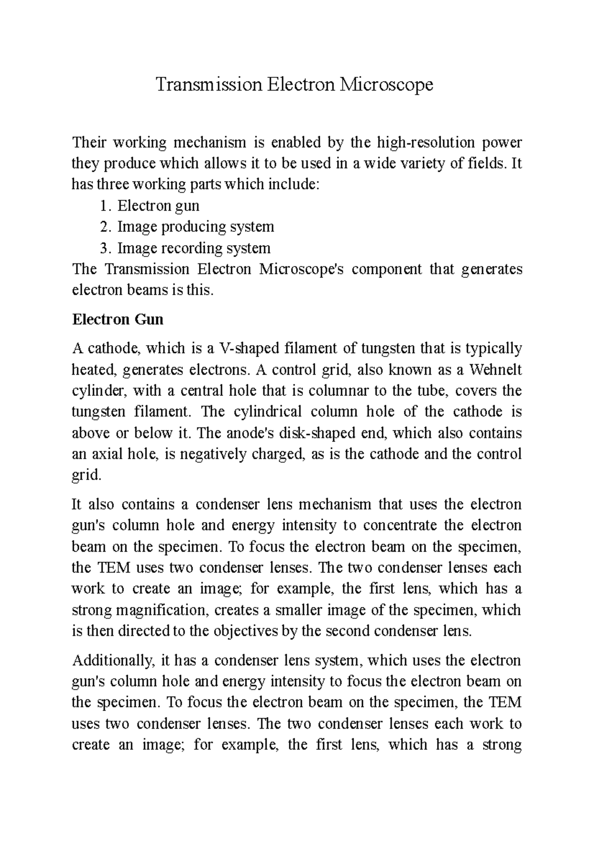 Transmission Electron Microscope 1 - Transmission Electron Microscope ...