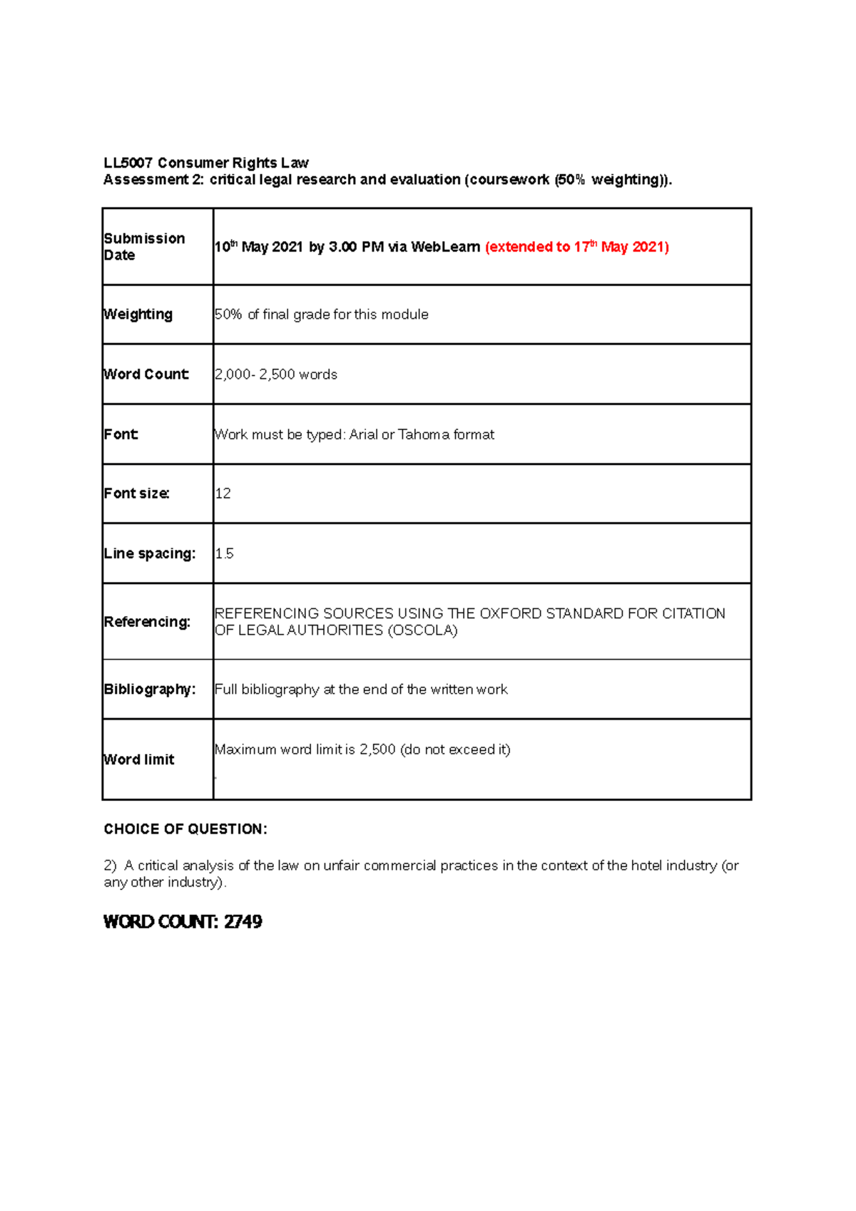 Consumer Rights Law Essay - LL5007 Consumer Rights Law Assessment 2 ...
