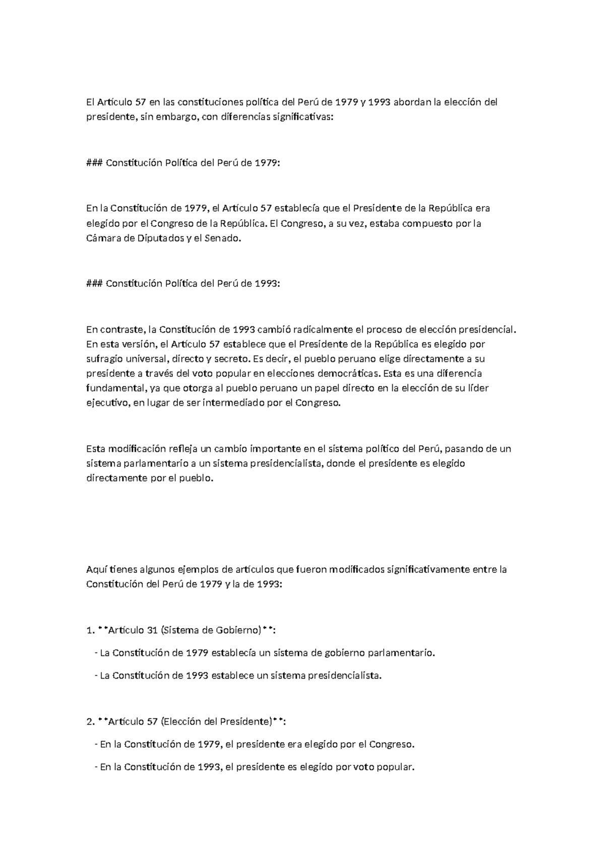 Análisis Comparativo del Artículo 57 en las Constituciones de Perú '79 ...