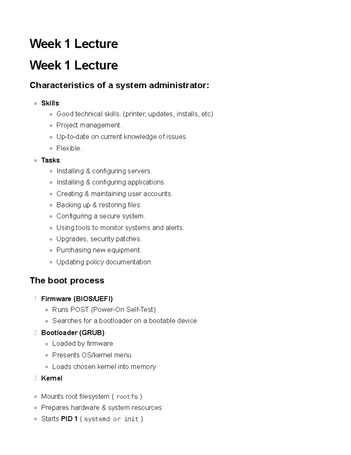 Network Servers - Lecture 1: Characteristics of System Administrators ...