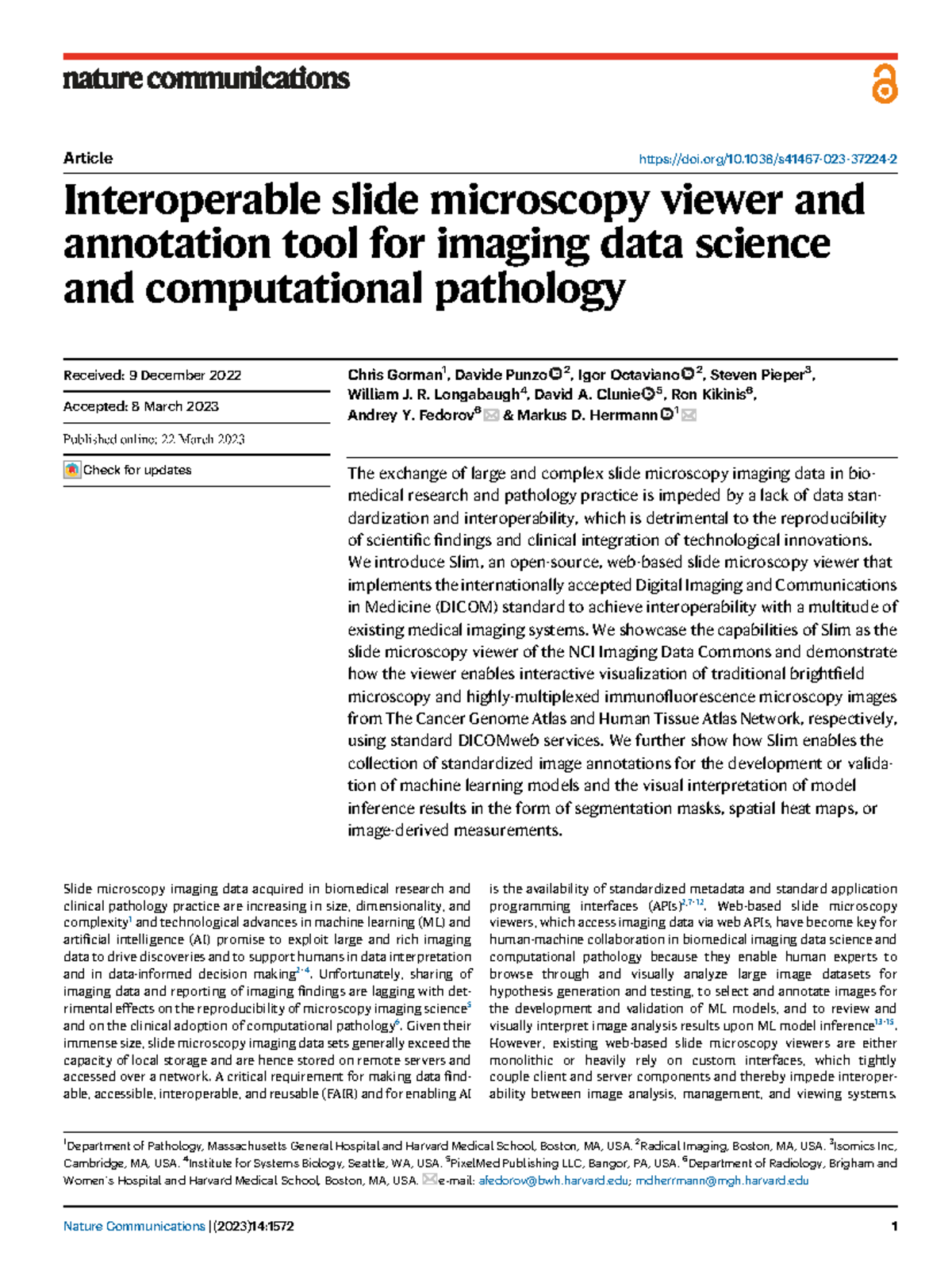 Interoperable Slide Microscopy Viewer: Slim for DICOM Imaging Data ...