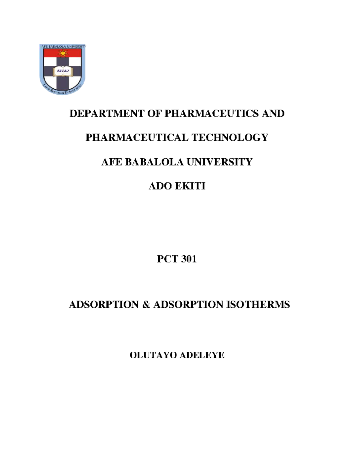 PCT 301 Lecture Notes: Understanding Adsorption Isotherms - Studocu