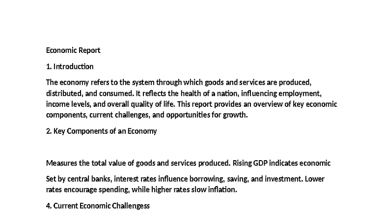 Economic Report: Key Components & Challenges in Today's Economy - Studocu