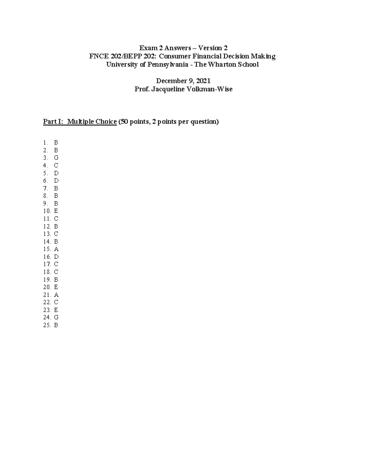 FNCE 202/BEPP 202 Exam 2 Answers - Detailed Solutions & Analysis - Studocu