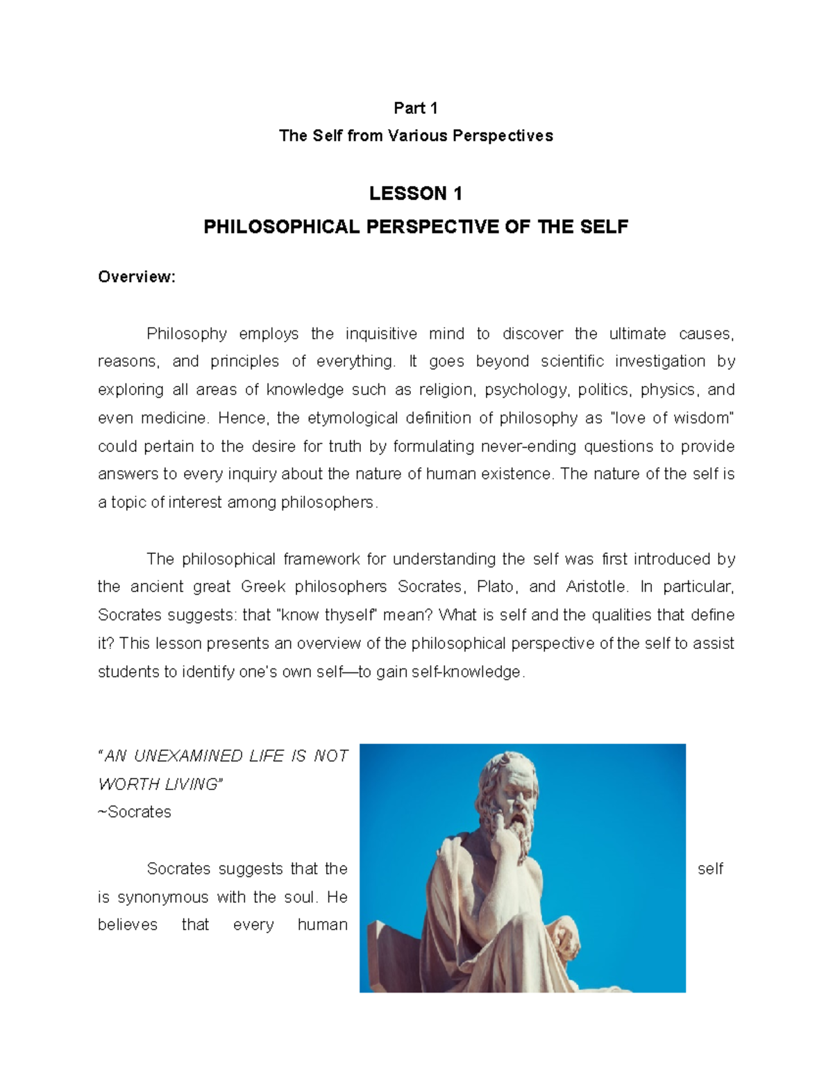 PDF document - pdfe ssay and suchs - Part 1 The Self from Various ...