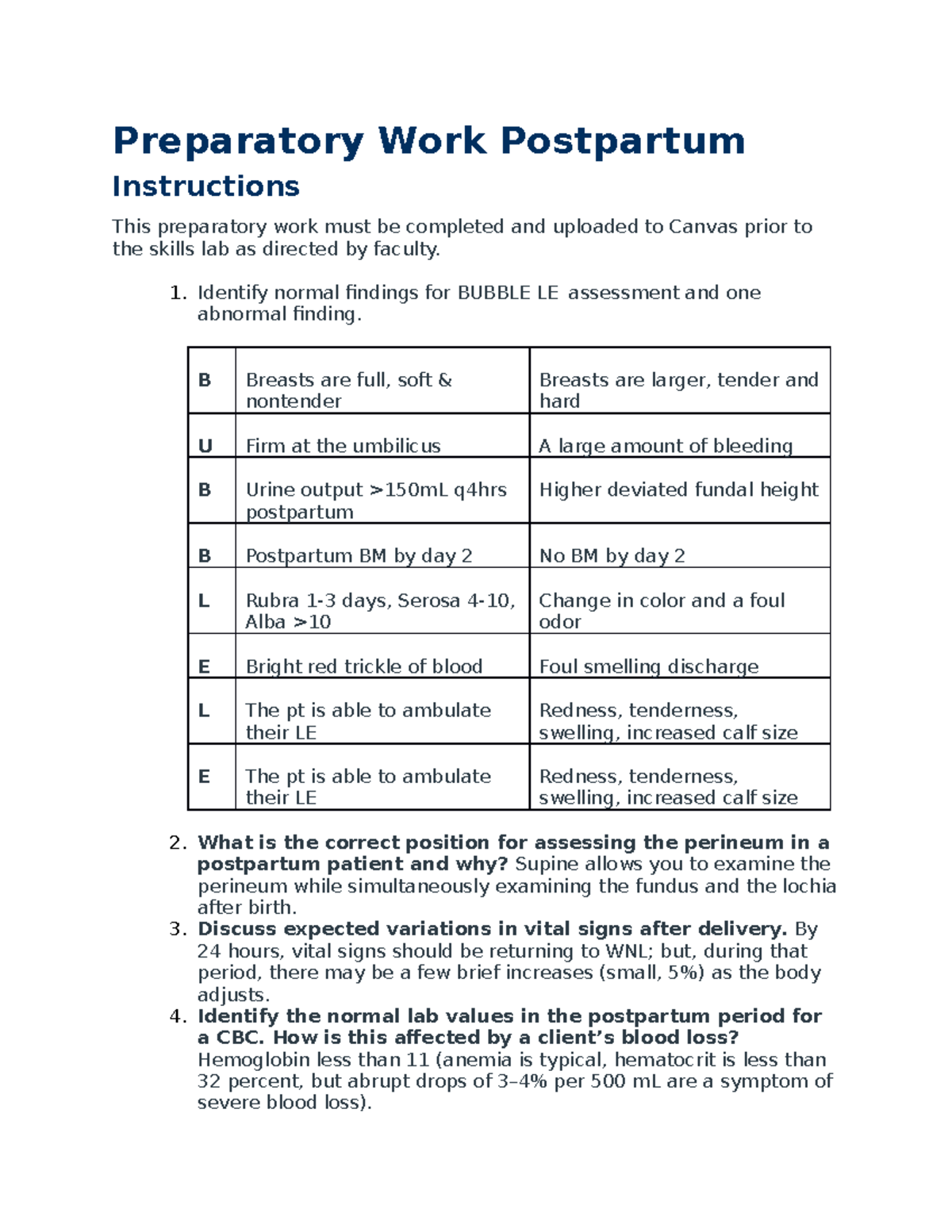 335L - TTC - Postpartum Preparatory Work & Nursing Care Guidelines ...