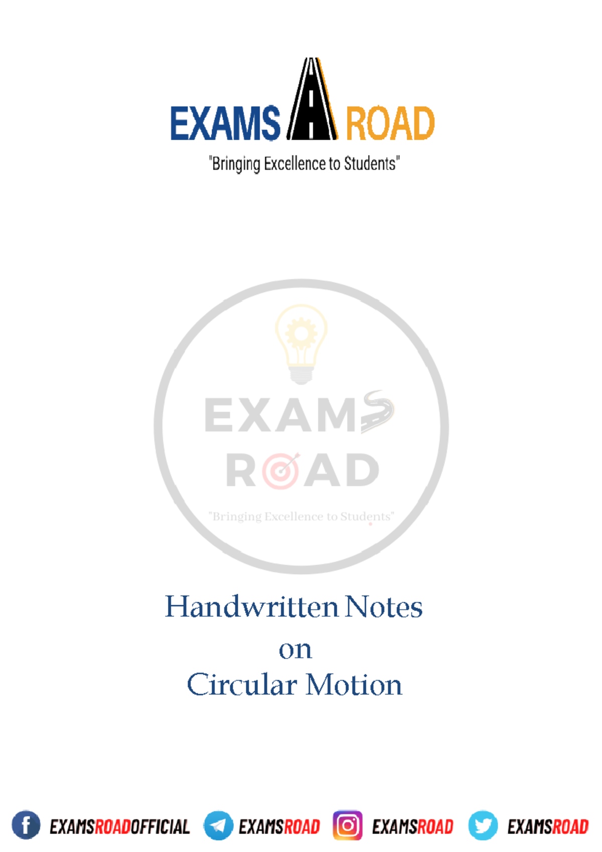 Circular Motion Handwritten Notes by Exams Road - Physics - Handwritten ...