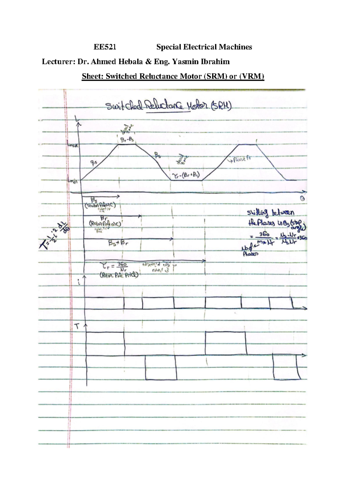 SRM (Sheet 7) - assinmet19 - EE521 Special Electrical Machines Lecturer ...