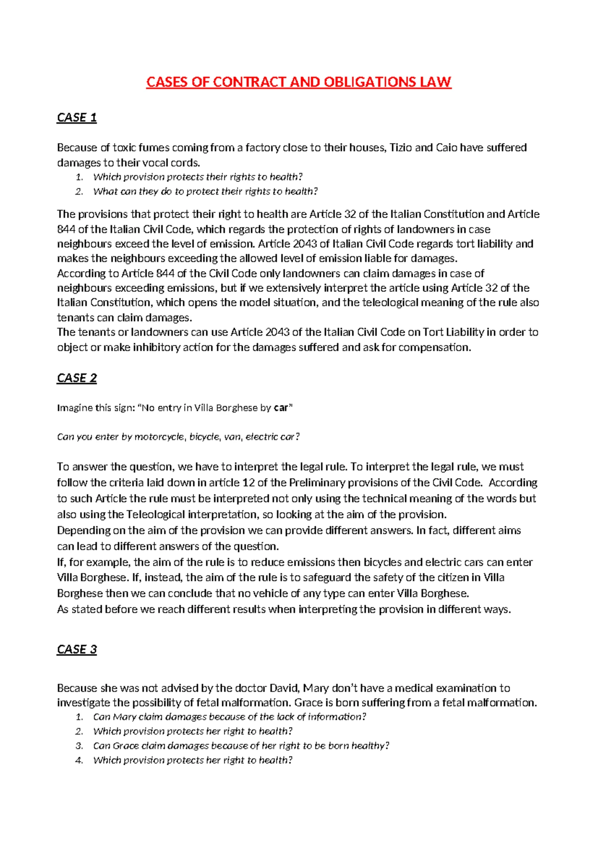 Contract and Obligations Law: Key Concepts and Legal Framework - Studocu