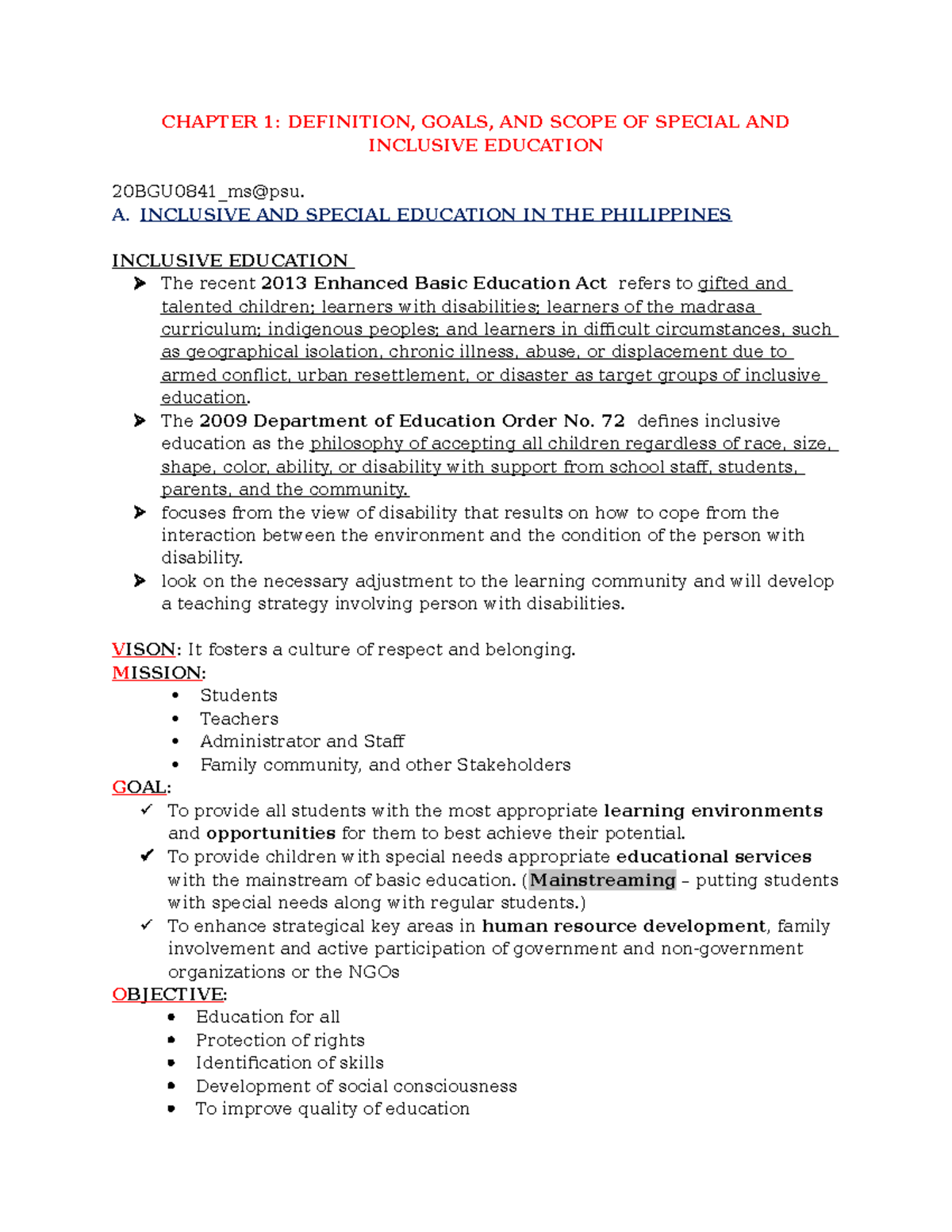 Prof Ed 105 - Final Notes Midterm from PSU - CHAPTER 1: DEFINITION ...