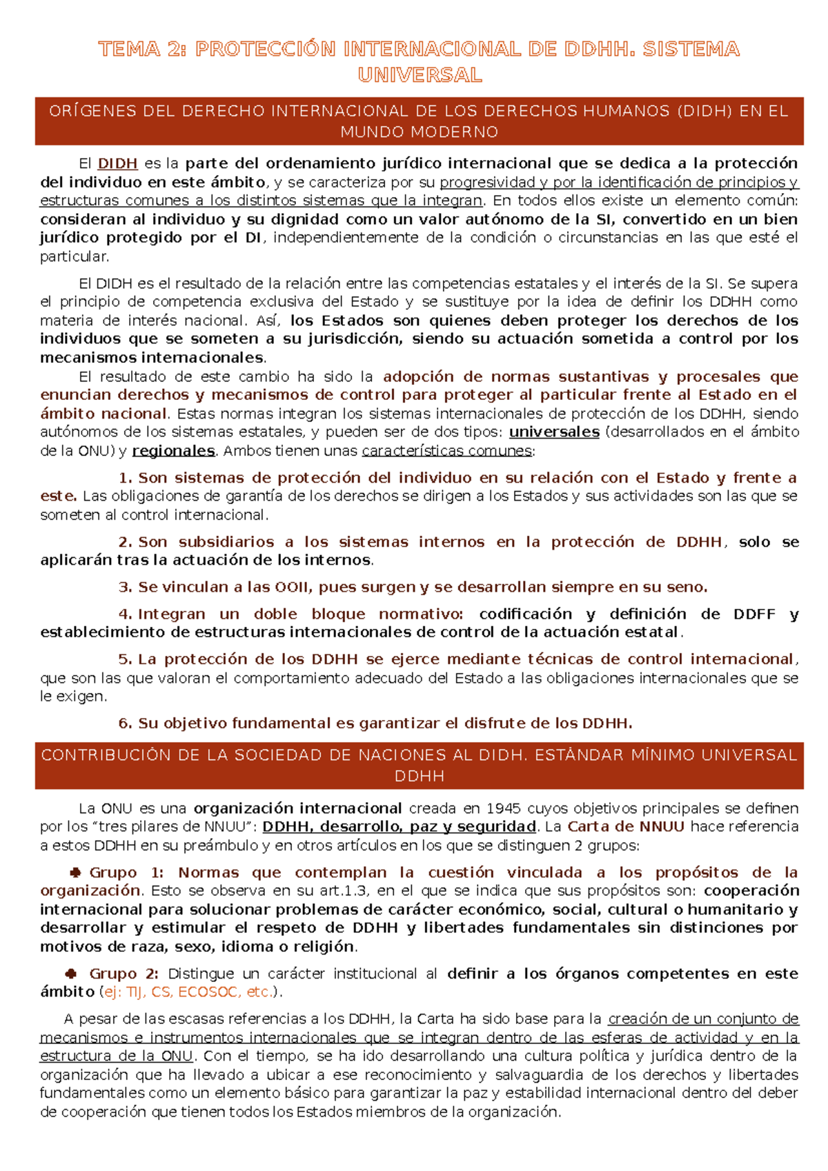 Tema 2 - Protección Internacional de los Derechos Humanos y su Sistema ...