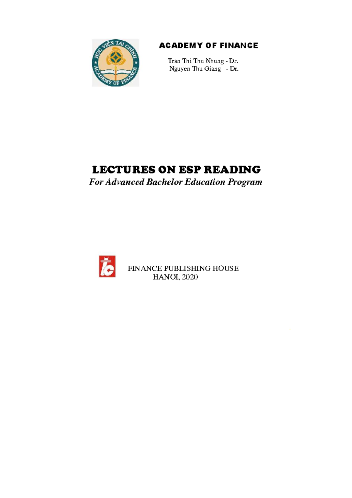 ESP Reading Lectures for Advanced Bachelor Program in Finance ...
