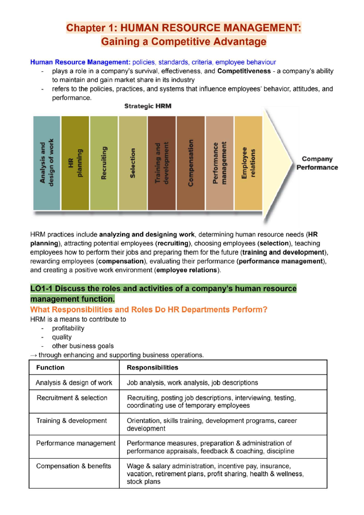 Chapter 1: HRM Strategies for Competitive Advantage (HRM 101) - Studocu