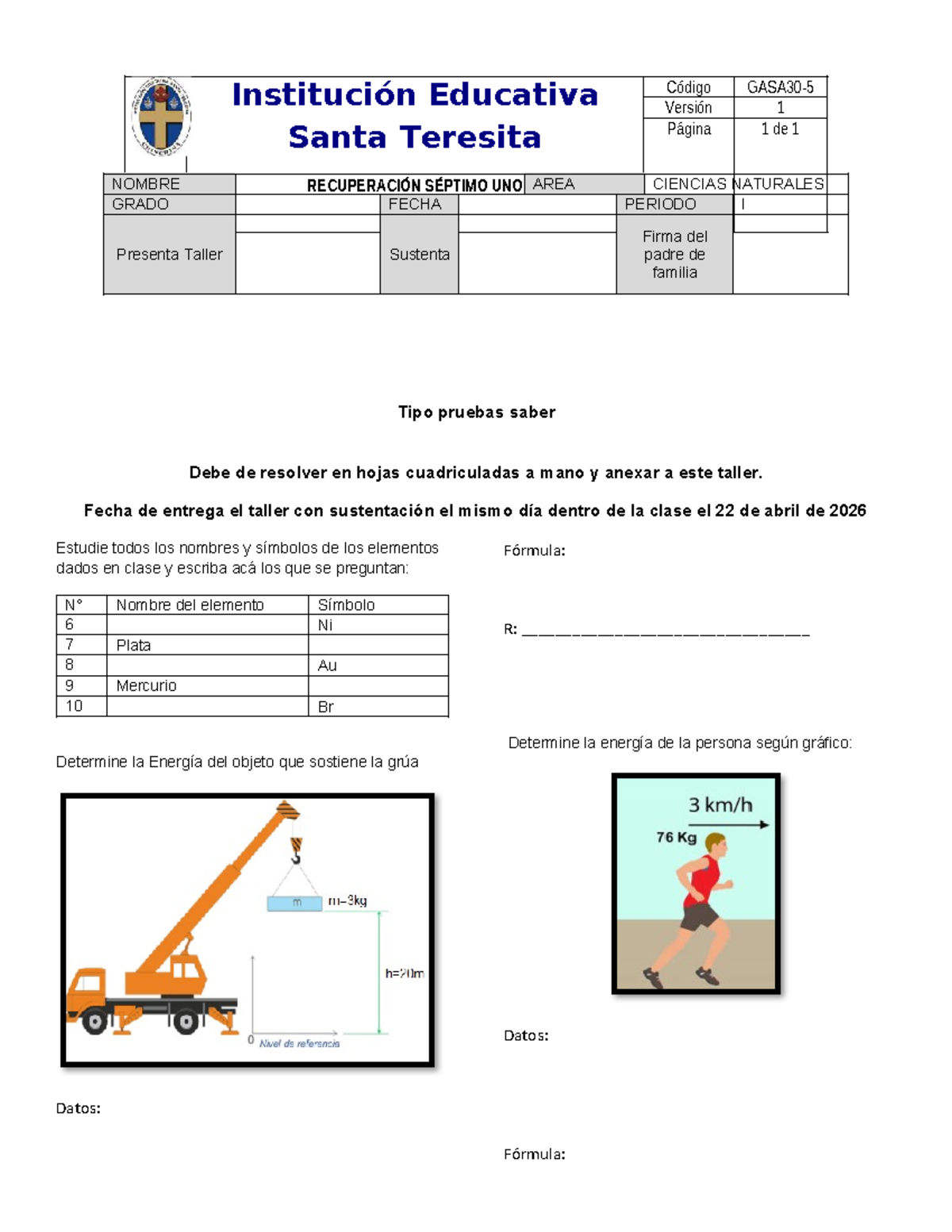 Recuperación Ciencias Naturales Séptimo Grado P1 - Studocu