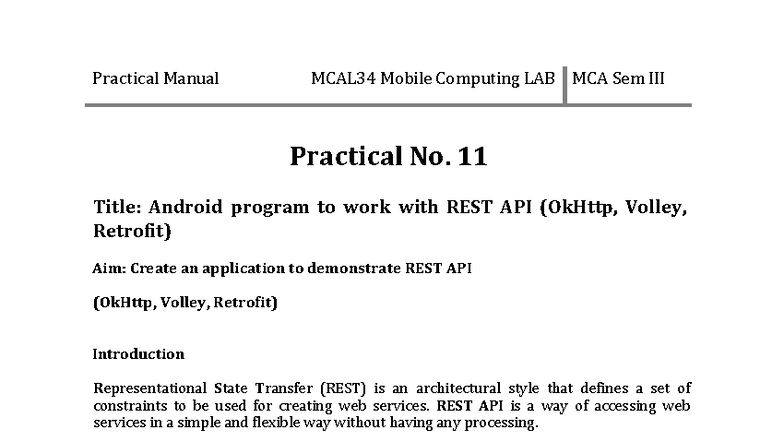 Practical Manual MCAL34: Android REST API Implementation with OkHttp ...