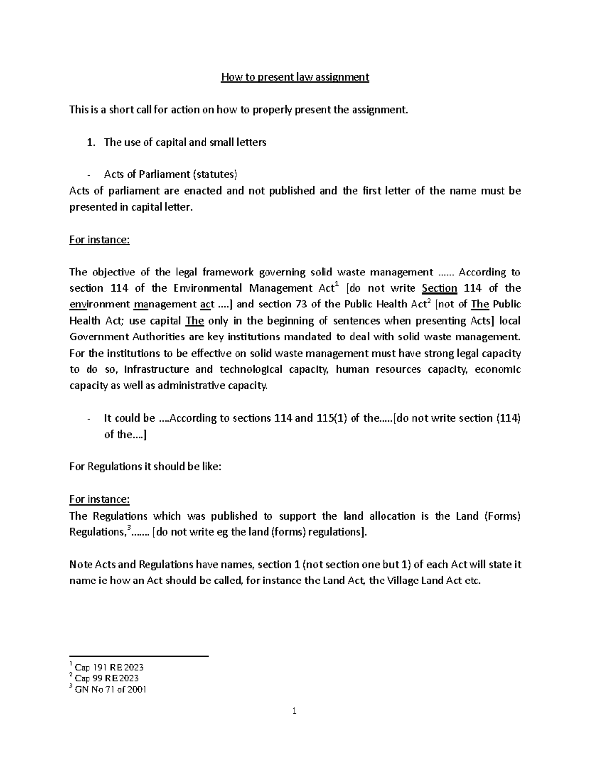 Presentation of Law Assignment Guidelines - Studocu