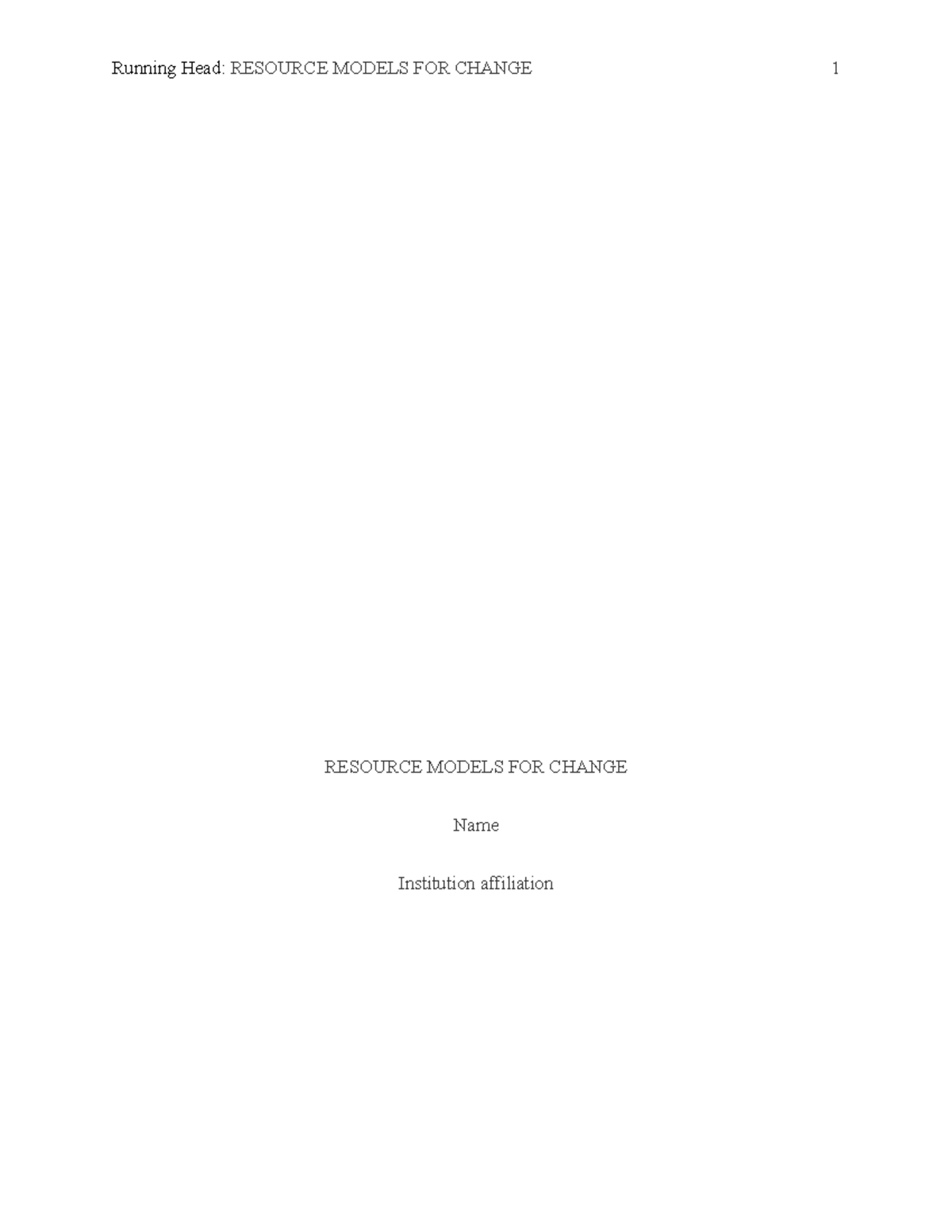 Resource Models for Change: A Systematic Approach to Transformation ...