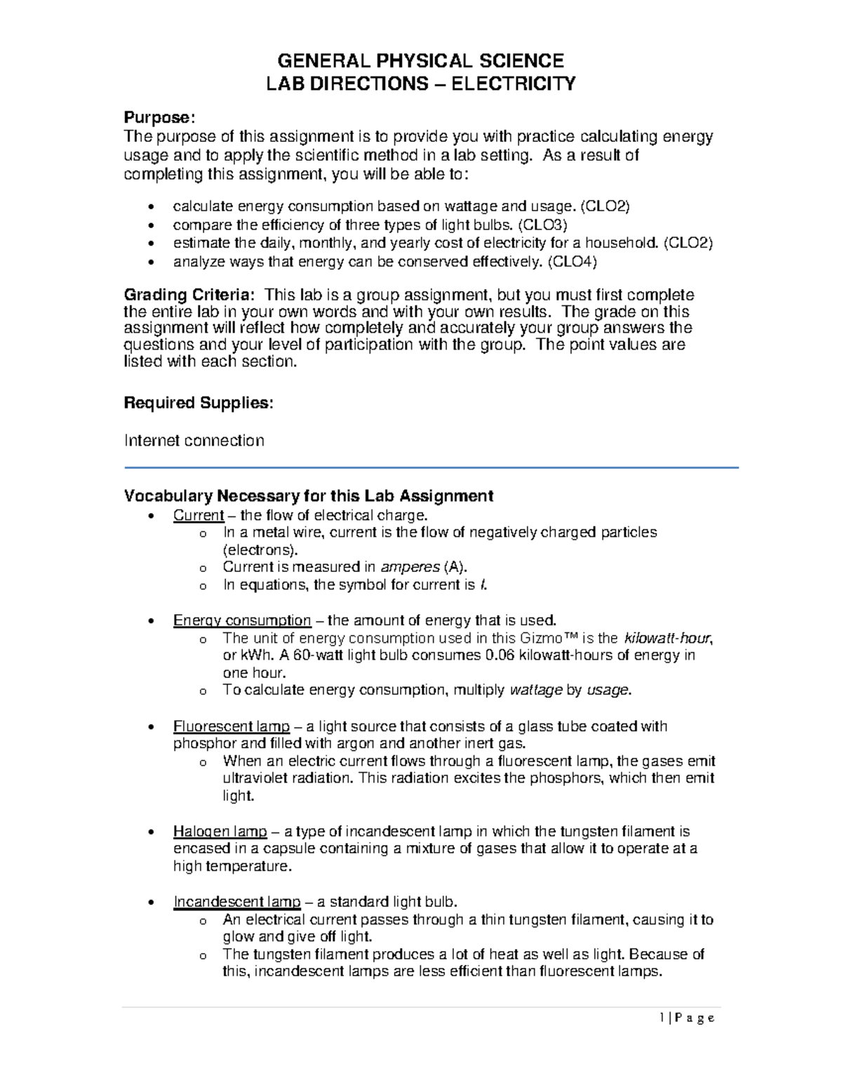 Lab-electricity-fm1 - Lab for electricity - LAB DIRECTIONS ...