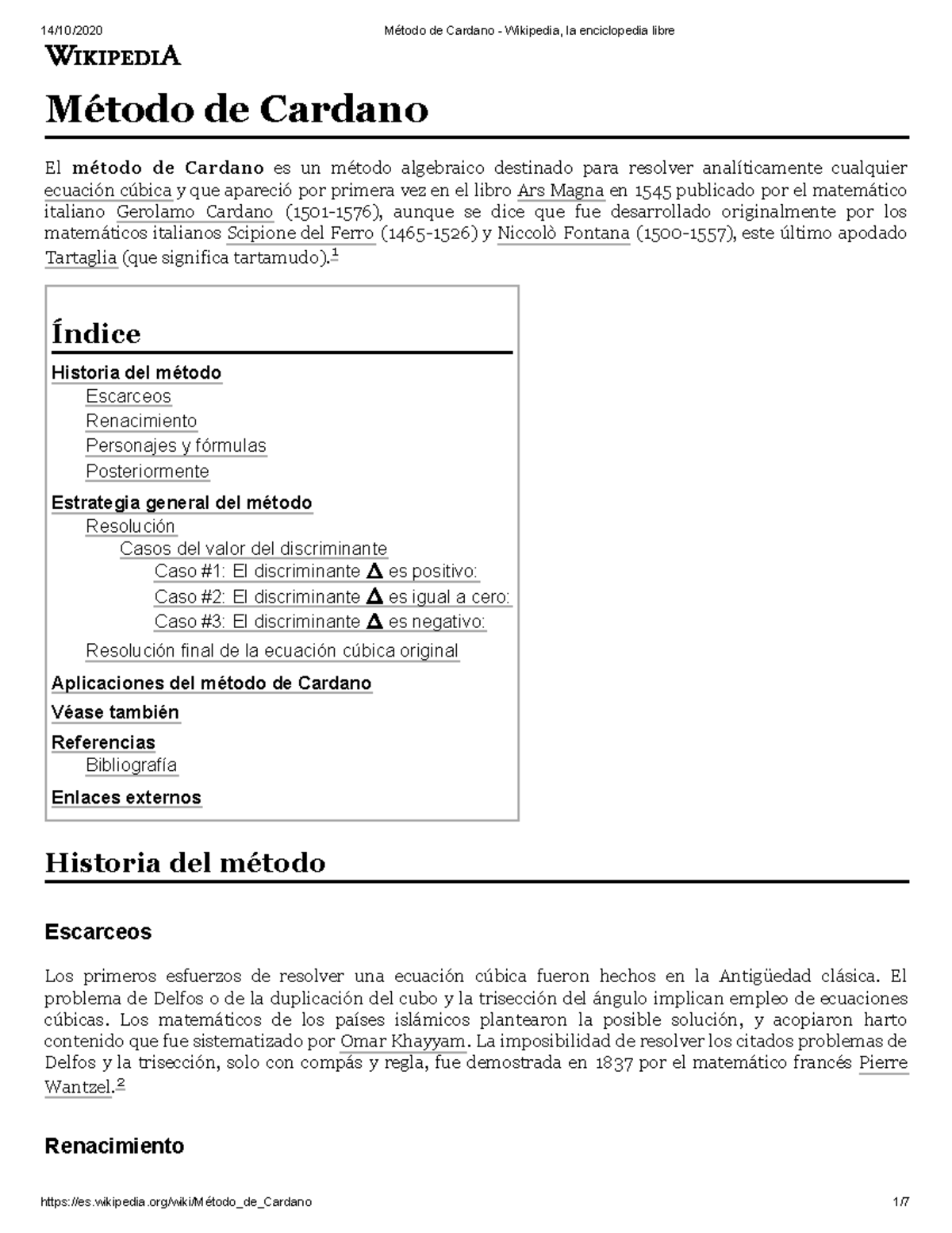 Método de Cardano para Resolver Ecuaciones Cúbicas: Análisis y Aplicaciones  - Studocu