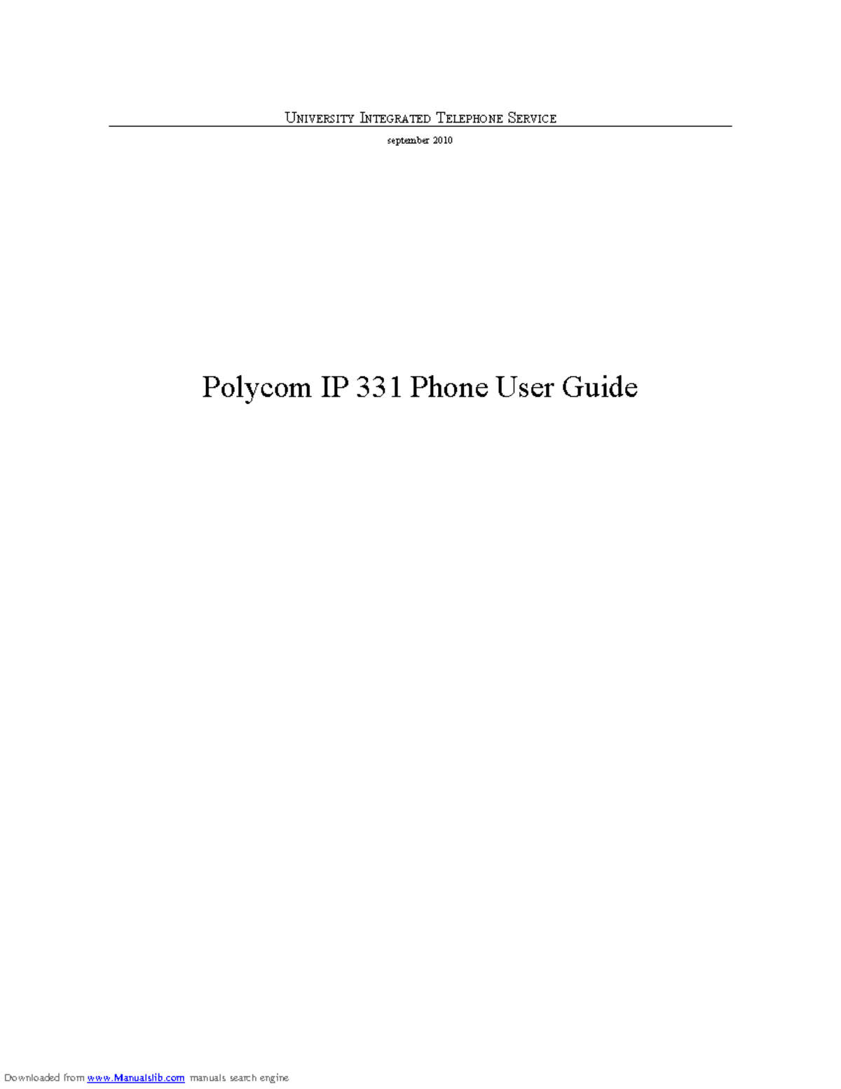 Polycom IP 331 Phone User Guide - University Integrated Telephone ...
