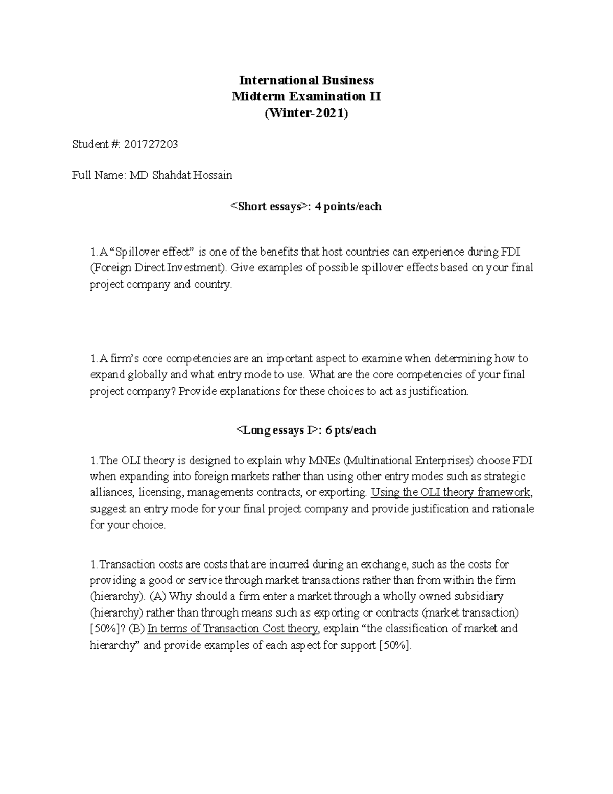 IB International Business Midterm Exam II Review - Winter 2021 - Studocu