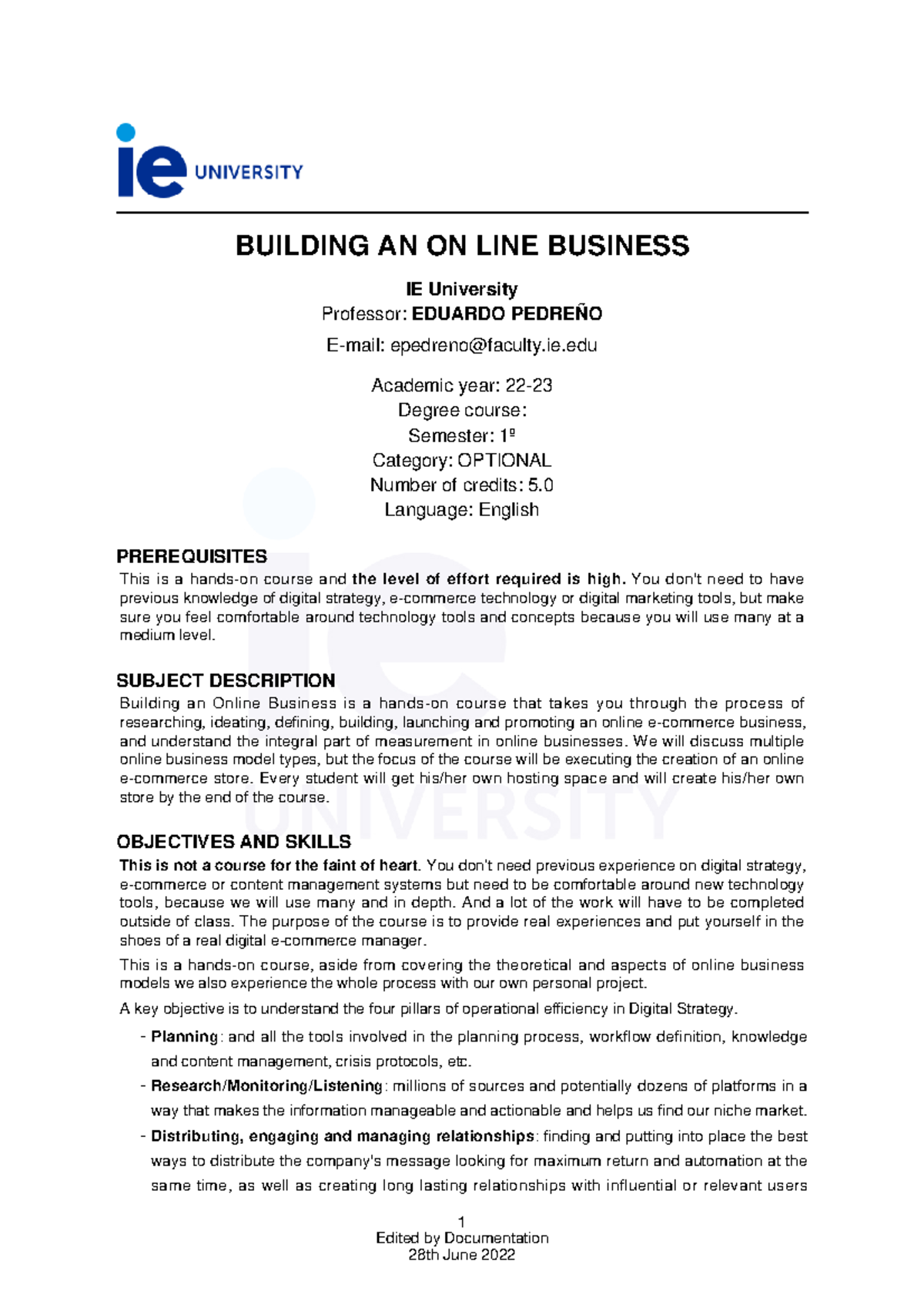 Building an Online Business - IE University - Course Overview ...